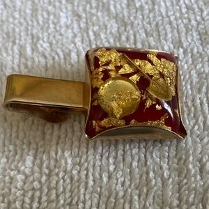 Vintage 60s  Red Lucite/Resin Tie Clasp with Mining for gold display